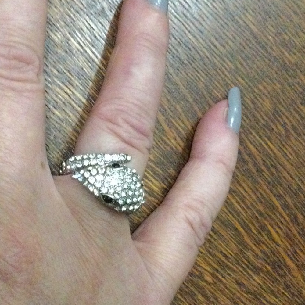 Silver & Rhinestone Snake Ring - Picture 2 of 5